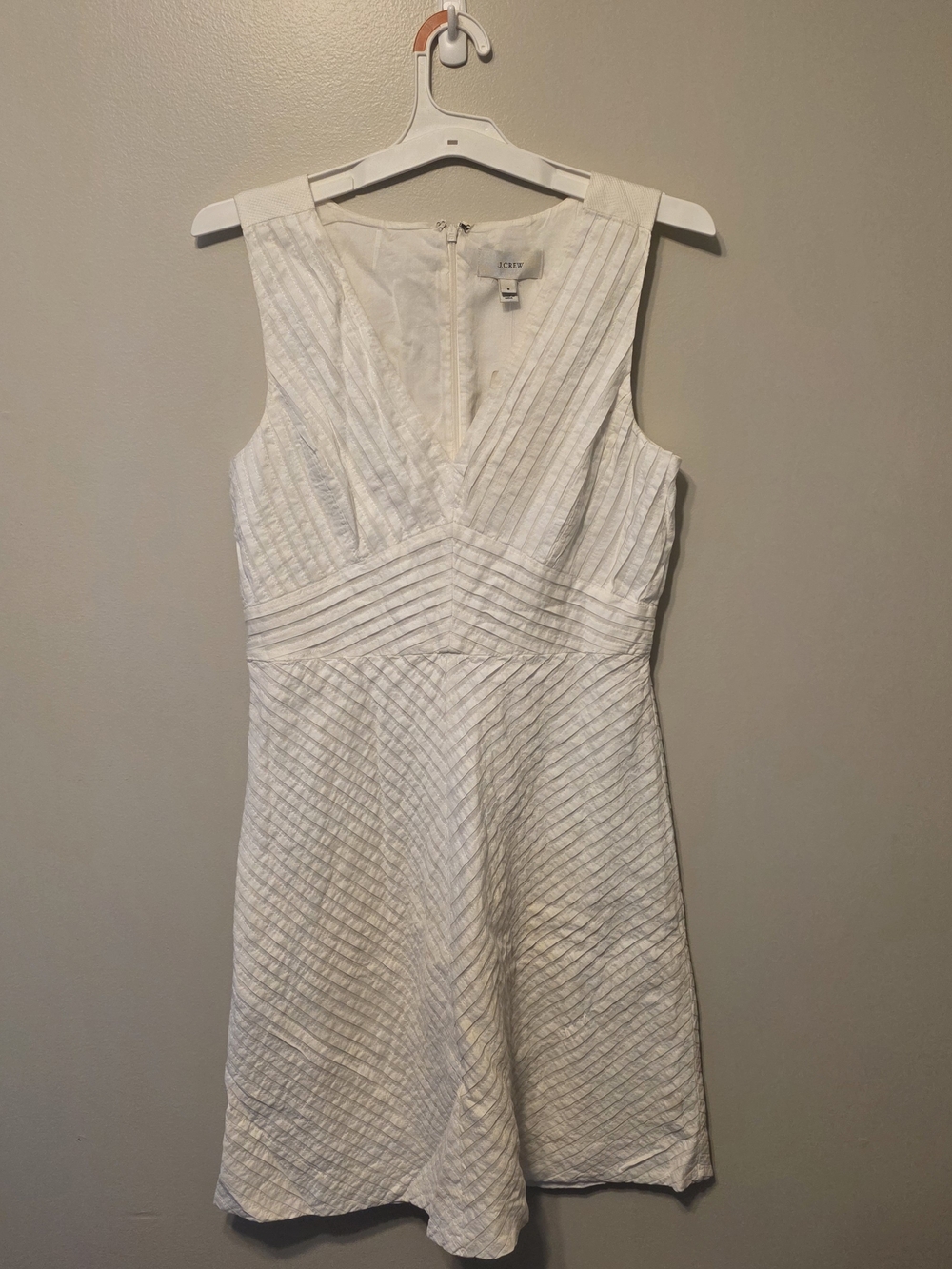 J. Crew White Textured V‑Neck A-Line Dress